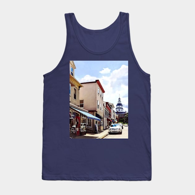 Annapolis MD - Shops on Maryland Avenue and Maryland State House Tank Top by SusanSavad